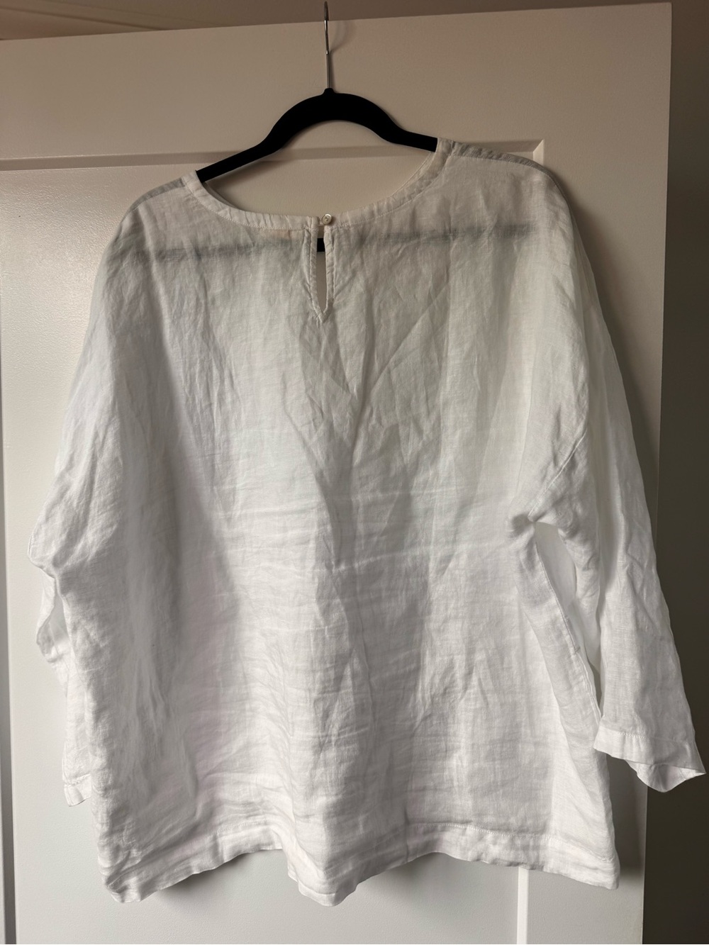 Eileen Fisher White Linen Relaxed Boatneck Tunic - Picture 3 of 4